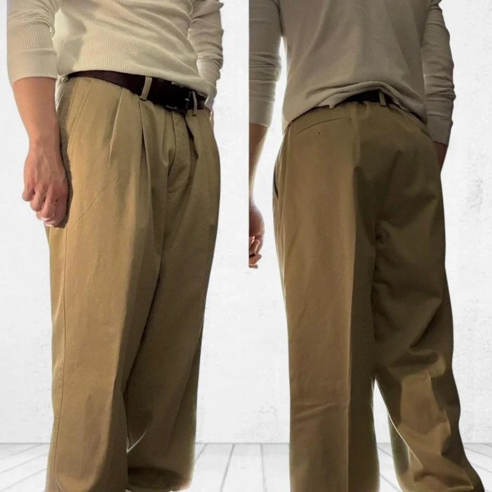 Vintage St.‎ John's Bay baggy tan pleated trousers size 40 khaki pants